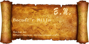 Becsár Milla névjegykártya