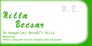 milla becsar business card